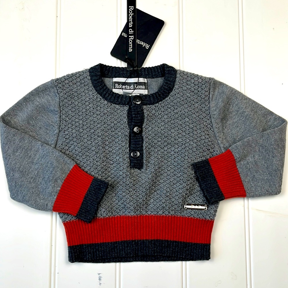 Roberta do Roma NWT Long Sleeve Gray Sweater Size 6 Months